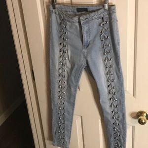 Denim laced leg Jeans